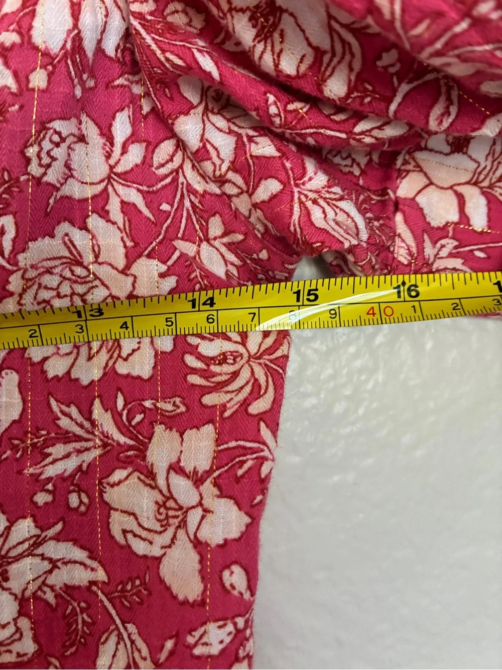 J Crew 99% Cotton Women's Pink, White, Gold Floral Babydoll Coquette Style Dress